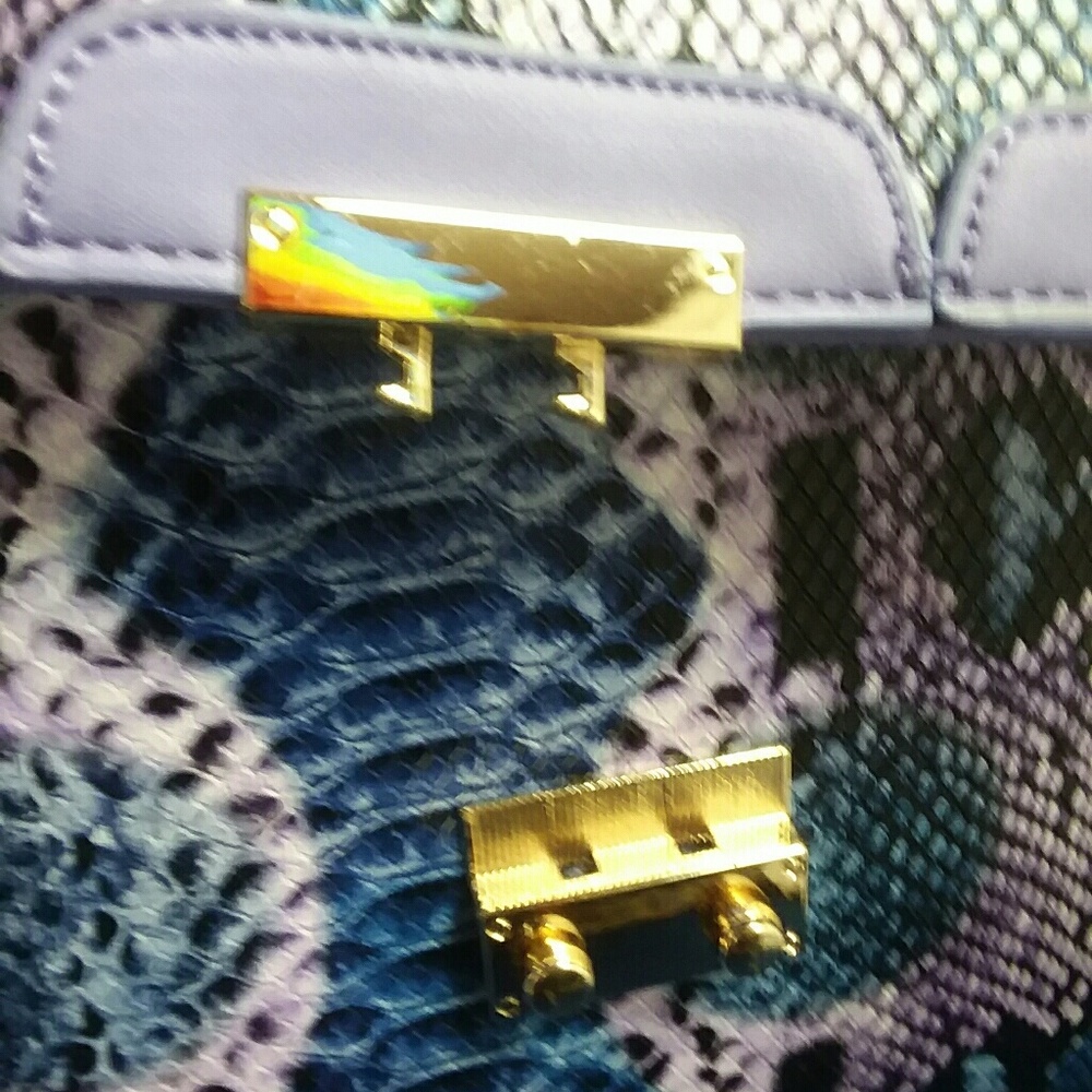 Snakeskin purse lavender purple turquoise blue - Picture 7 of 8
